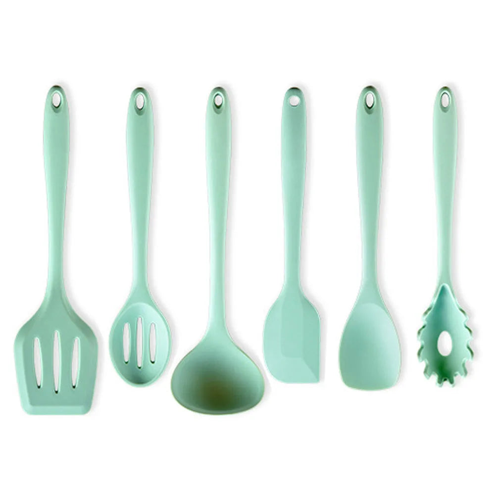 Green Heat Resistant Silicone Utensil Set for Non-Stick Cooking