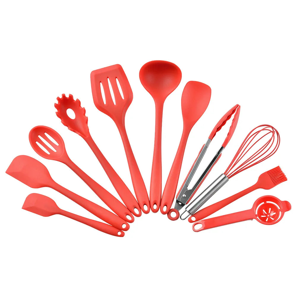 Green Heat Resistant Silicone Utensil Set for Non-Stick Cooking