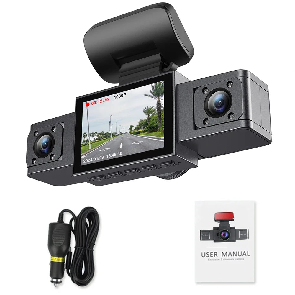 3 Channel Dash Cam Video Recorder with 24H Parking Monitor