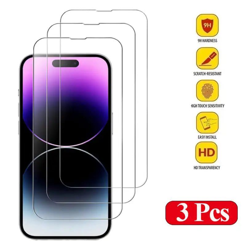 Tempered Glass for iPhone 14 Pro 15 16 Screen Protector
