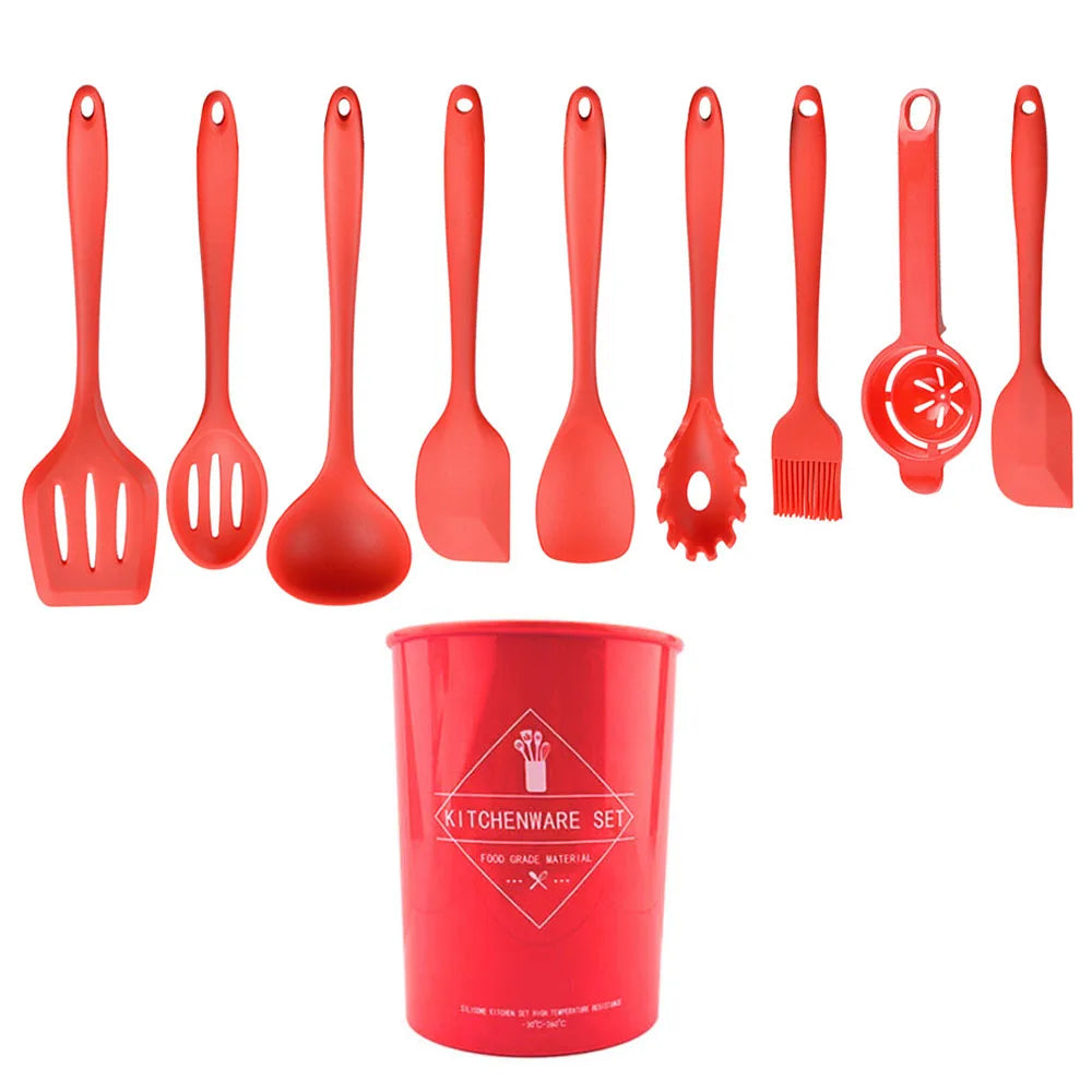 Green Heat Resistant Silicone Utensil Set for Non-Stick Cooking