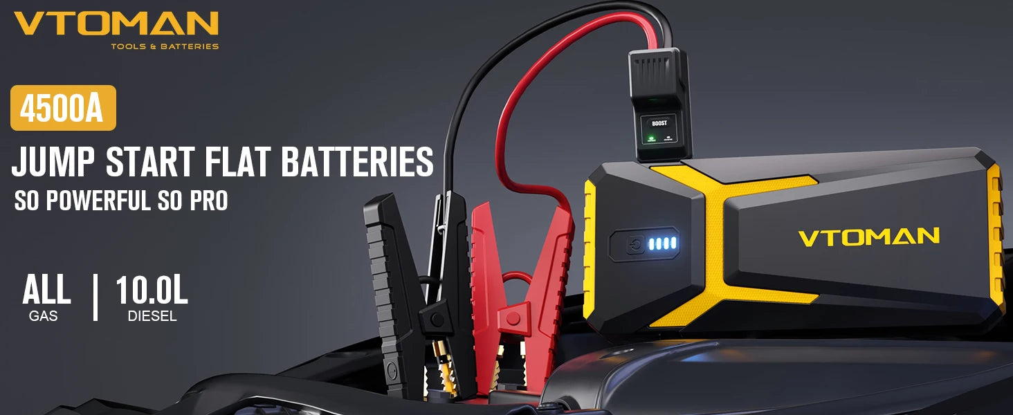 VTOMAN Power Bank 20000mAh Jump Starter 4500A Car Charger