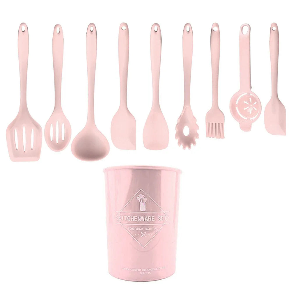 Green Heat Resistant Silicone Utensil Set for Non-Stick Cooking