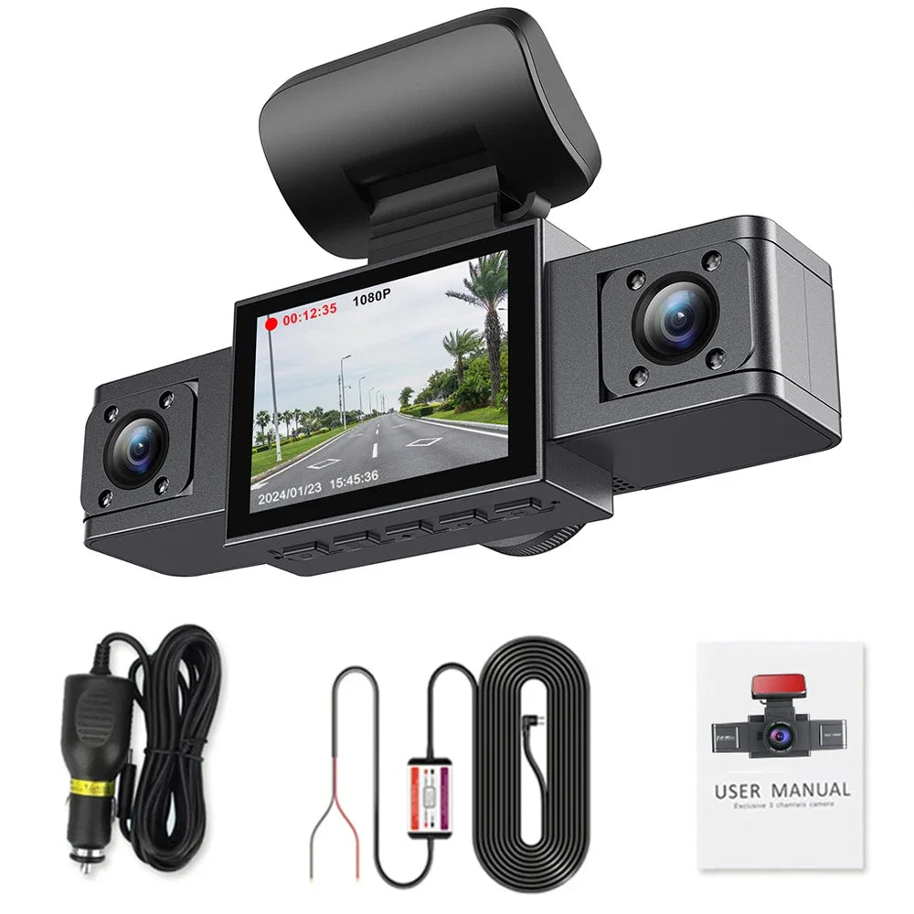 3 Channel Dash Cam Video Recorder with 24H Parking Monitor