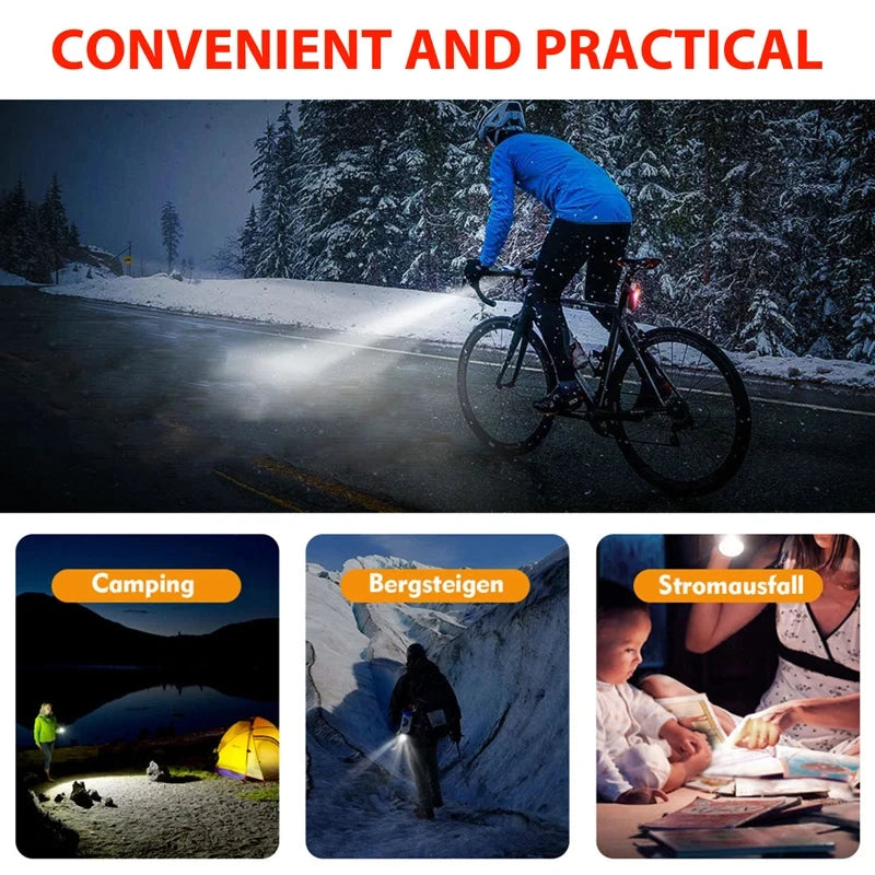 USB Rechargeable Bike Light Set Front Rear Cycling Lamps