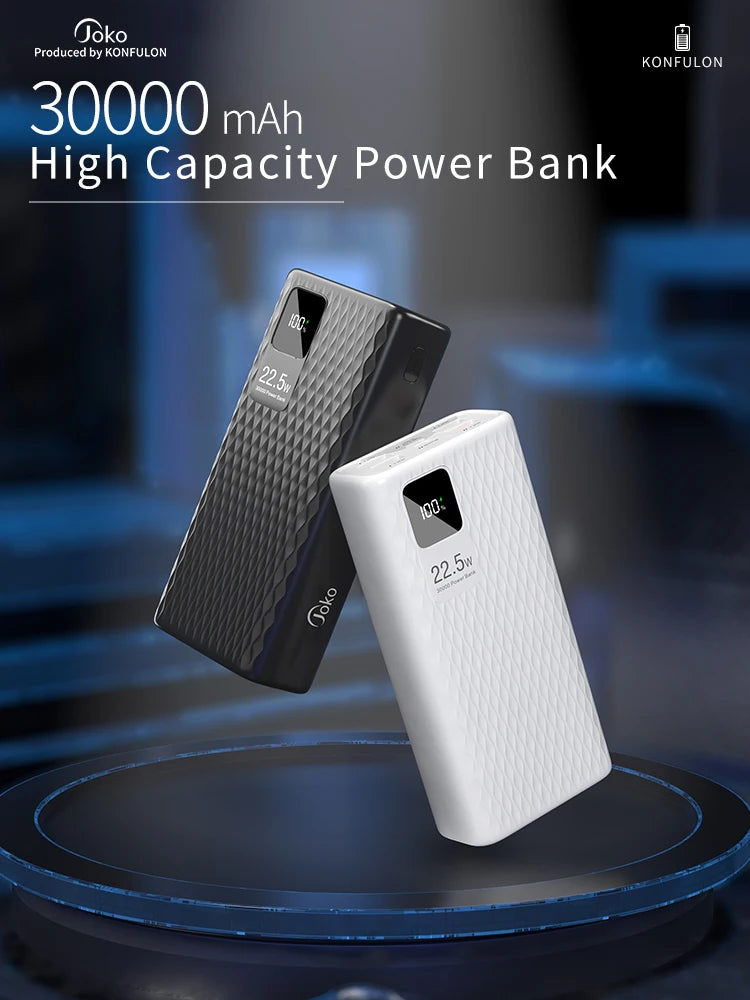 Power Bank 30000mAh With 20W PD Quick Charging Portability