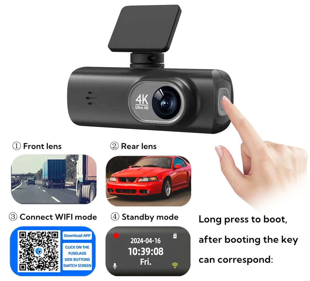 Soam Dash Cam 4K 1080P Dual-Channel Car DVR with GPS