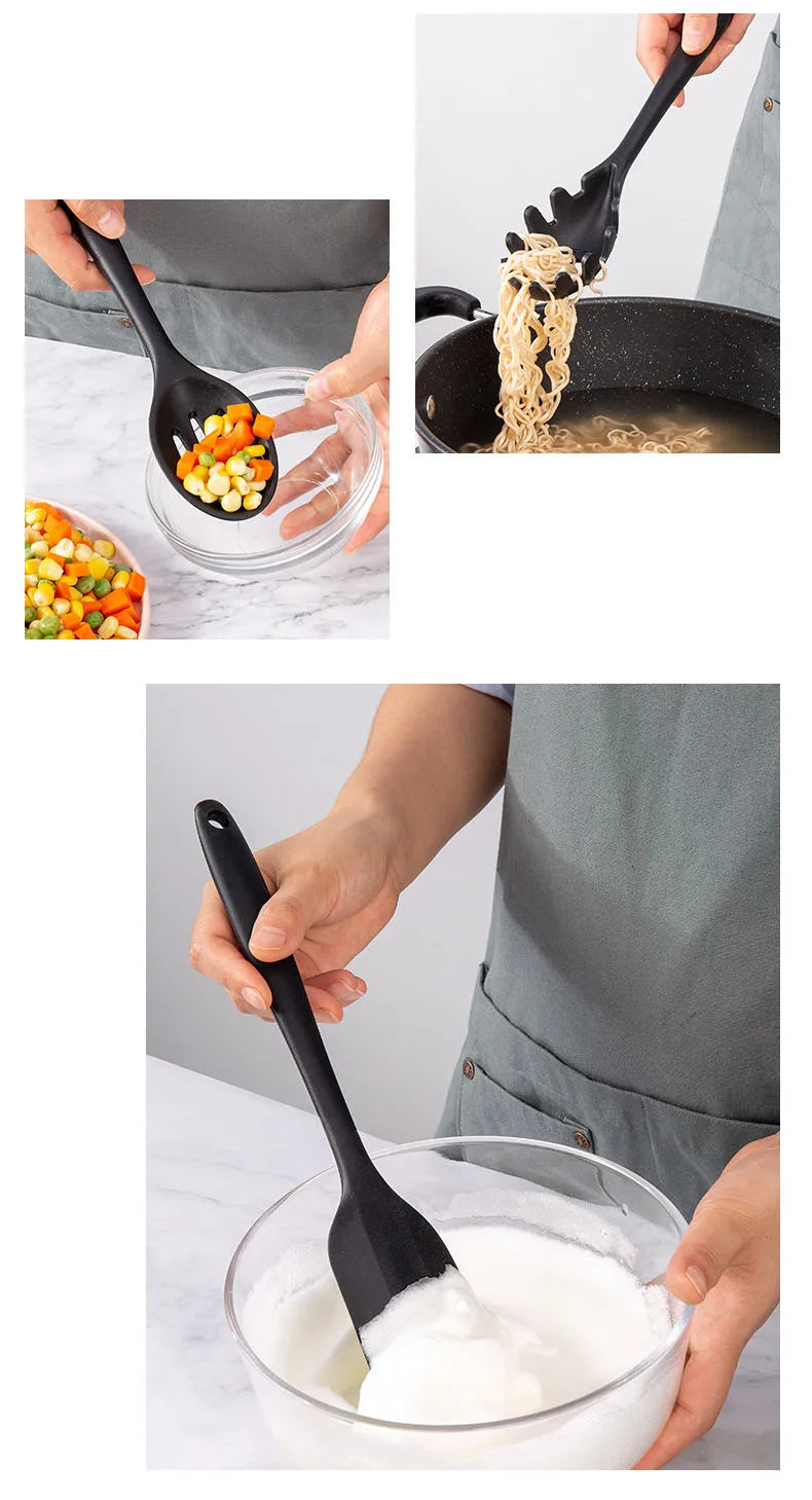 New Non-Stick Black Silicone Kitchen Utensils Set