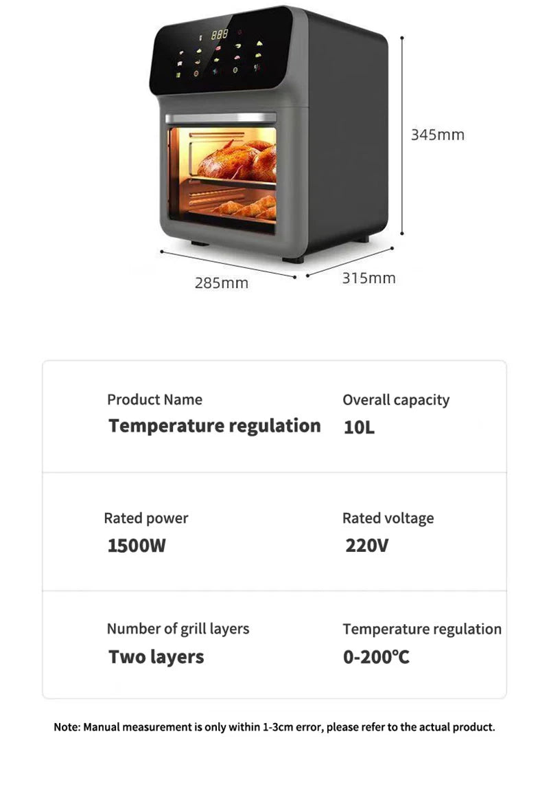 10L Large Capacity Oil-Free Electric Air Fryer Oven