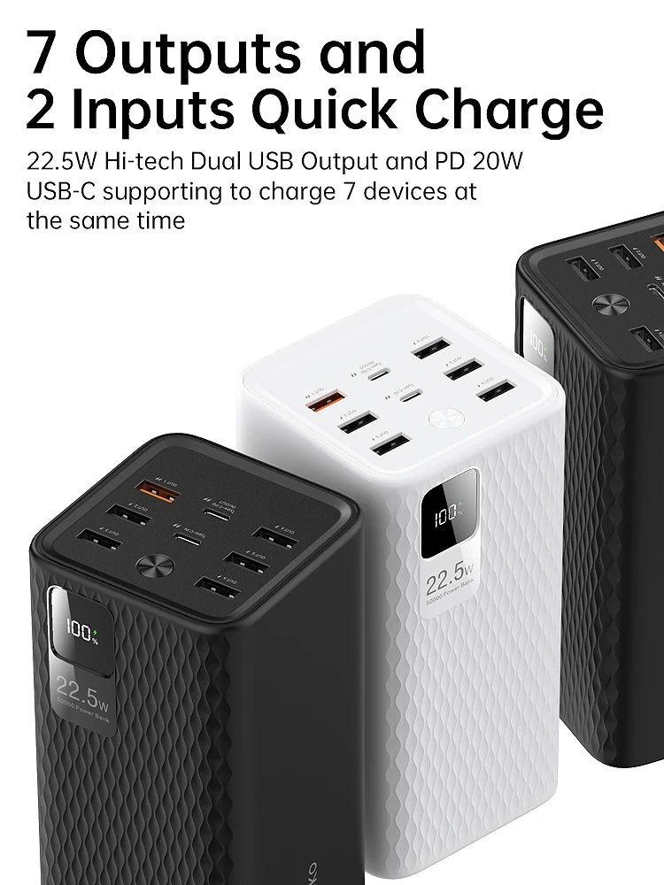 Power Bank 30000mAh With 20W PD Quick Charging Portability