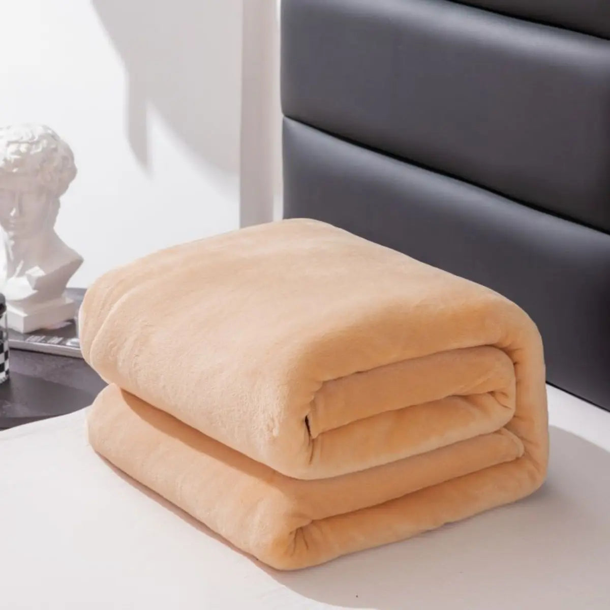 1pc Solid Color Blanket with Thickened Fleece, All Seasons