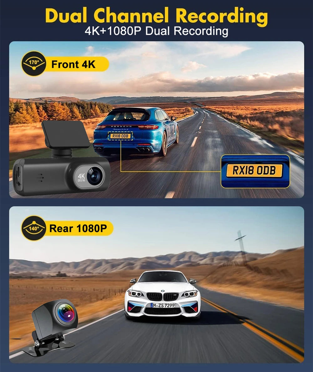 Soam Dash Cam 4K 1080P Dual-Channel Car DVR with GPS