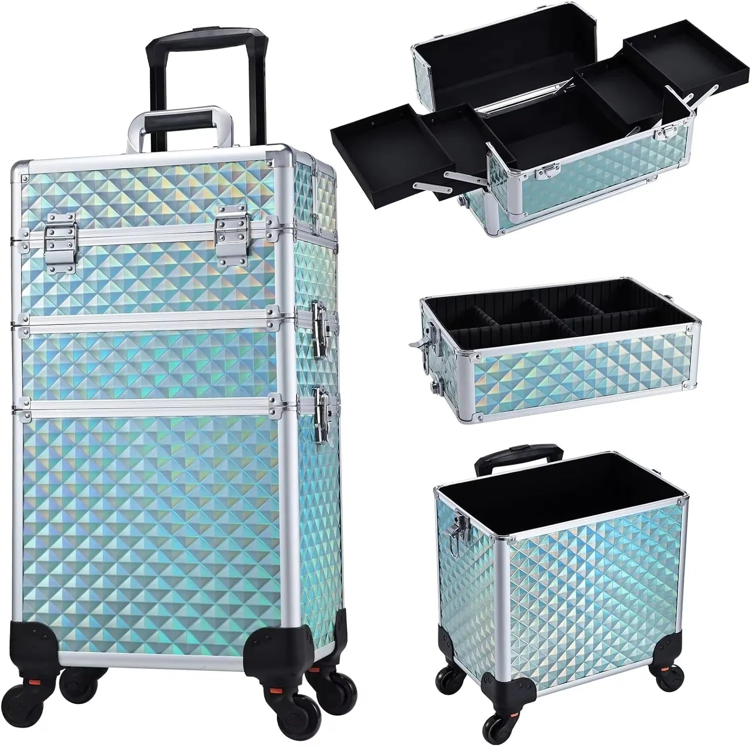 Rolling Makeup Case 3 In 1 Large Capacity Trolley