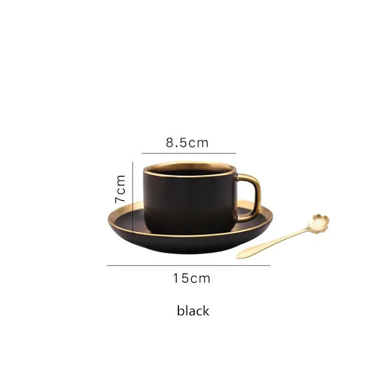 Gilt Rim Black Porcelain Dinner Plates Set for Elegant Dining