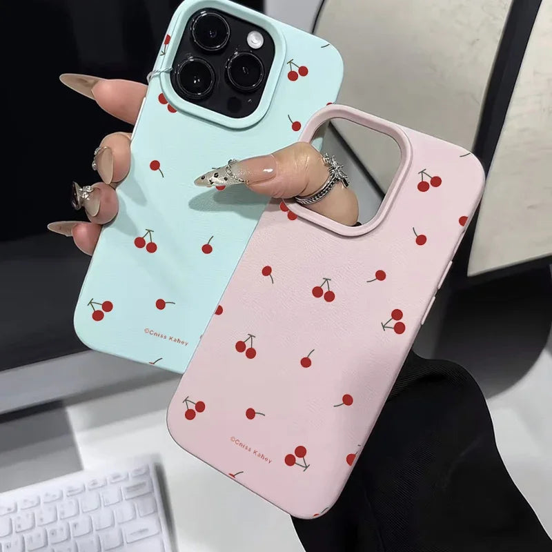 Cute Cartoon Cherry Lichee Pattern Silicone Phone Case