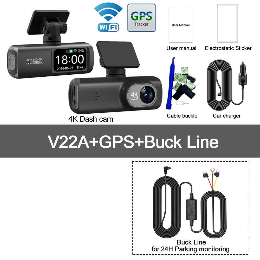 Soam Dash Cam 4K 1080P Dual-Channel Car DVR with GPS