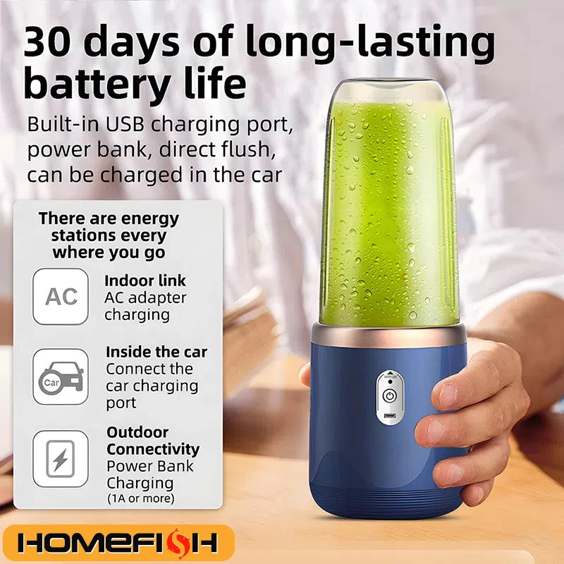 Portable Juicer Blender 400ml USB Charging Smoothie Cup