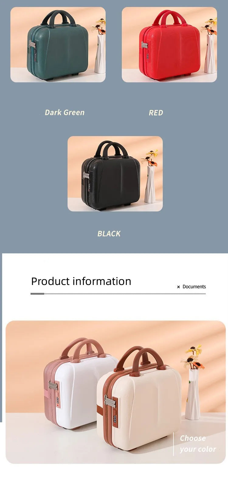 Portable Travel Cosmetic Case With Password Lock Organizer