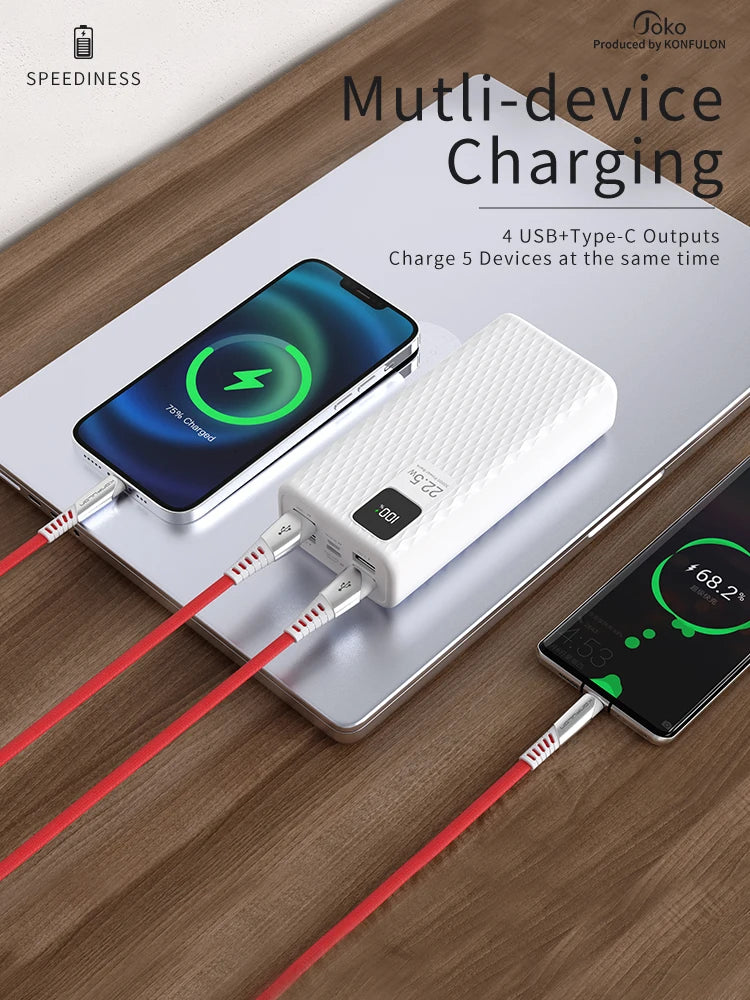 Power Bank 30000mAh With 20W PD Quick Charging Portability