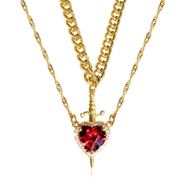 Heart Pierce Gothic Dagger Necklace for Bold Love