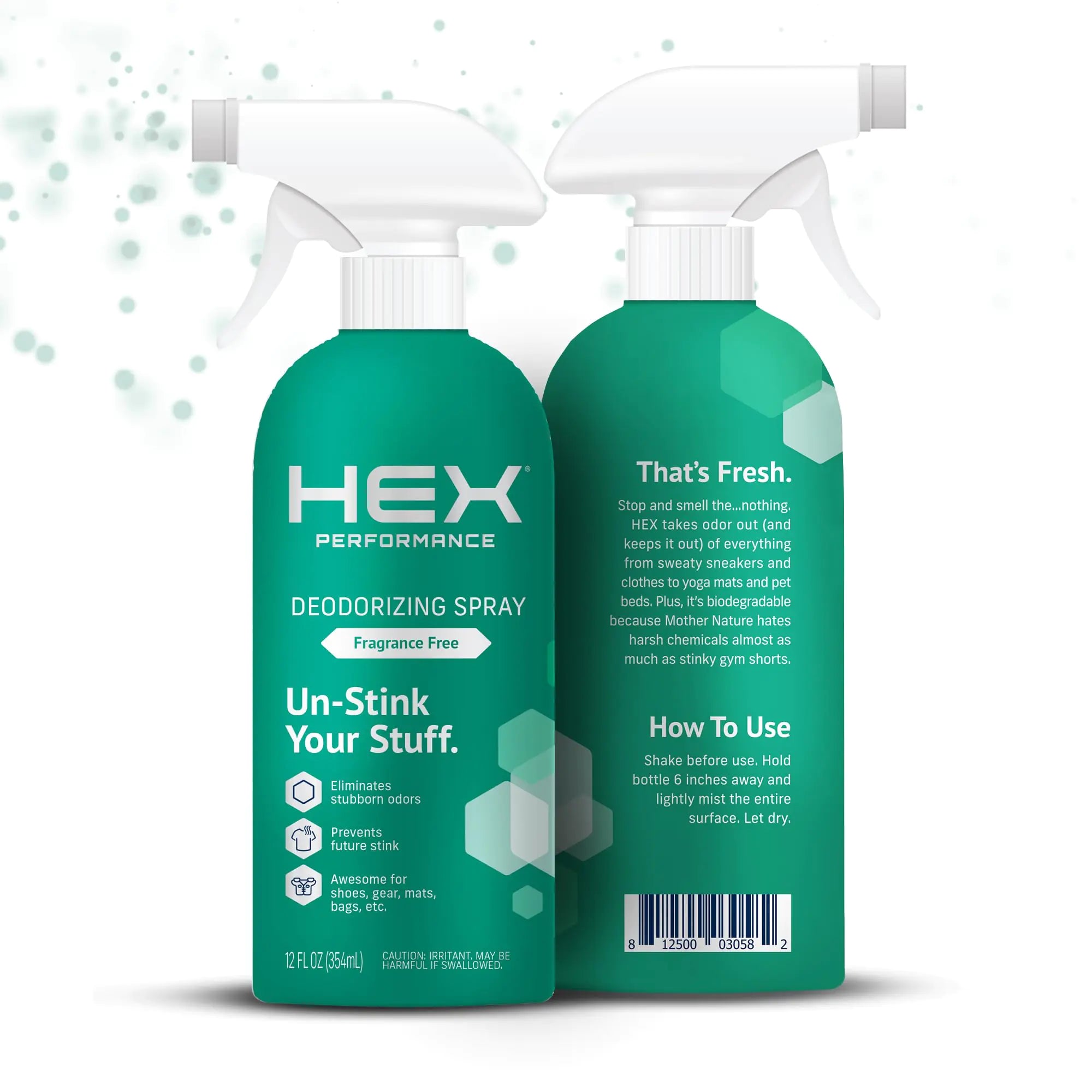 HEX Performance Deodorizing Spray Fragrance Free 12oz Pack of 2