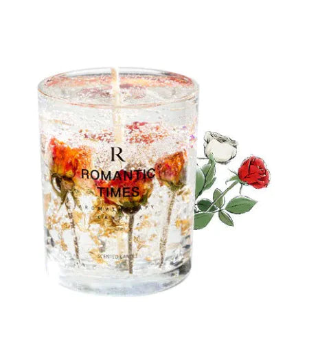 Luxury Jelly Wax Candles with Real Flowers and Gold Foil