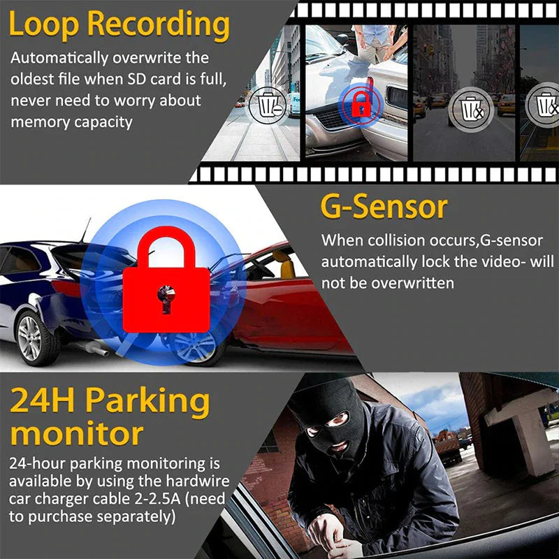 170° WiFi Dash Cam HD 1080P Vehicle G-Sensor Recorder
