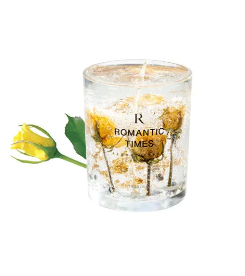 Luxury Jelly Wax Candles with Real Flowers and Gold Foil