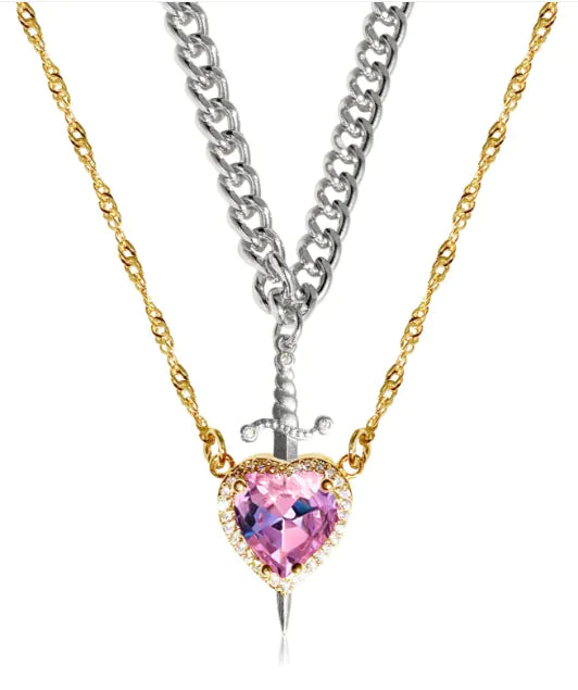 Heart Pierce Gothic Dagger Necklace for Bold Love