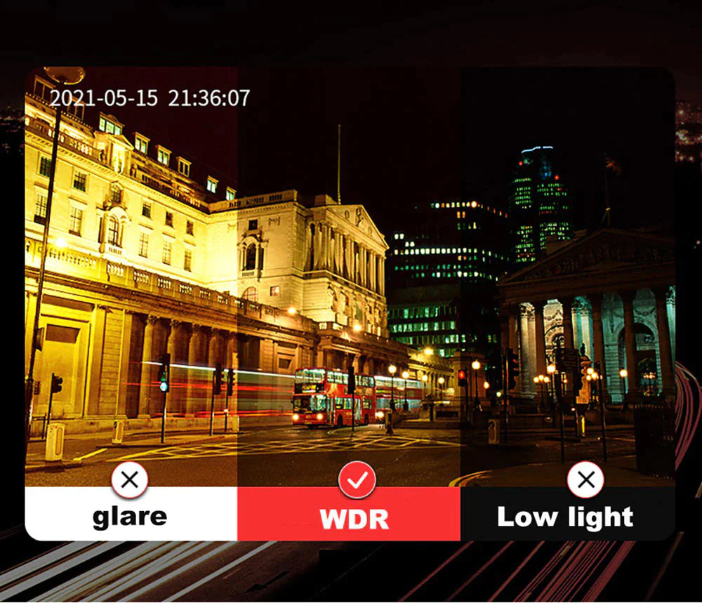 Car Dual Lens Dash Cam HD 1080P Front Rear Inside G-Sensor
