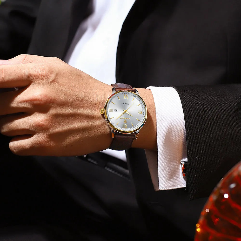 Leather Men Quartz Luxury Watches for Timeless Elegance