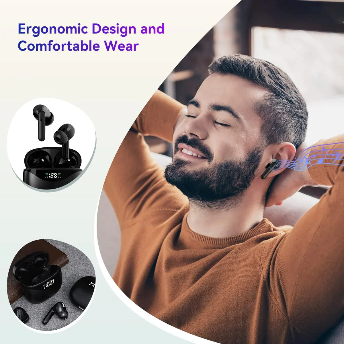 Bluetooth Earbuds Headset 5.3 Wireless Noise Cancelling TWS Waterproof