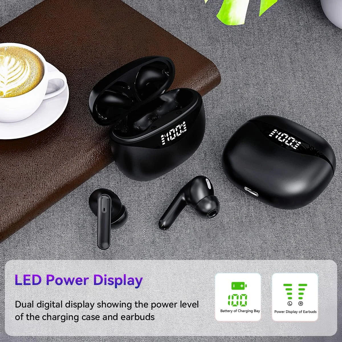 Bluetooth Earbuds Headset 5.3 Wireless Noise Cancelling TWS Waterproof