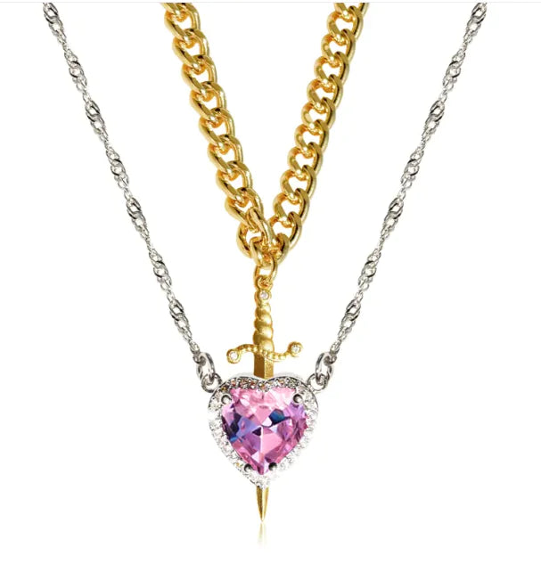 Heart Pierce Gothic Dagger Necklace for Bold Love