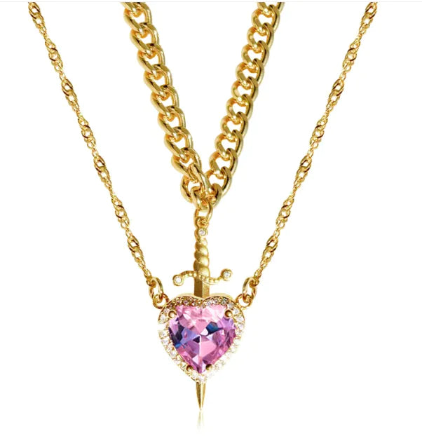 Heart Pierce Gothic Dagger Necklace for Bold Love