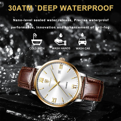Leather Men Quartz Luxury Watches for Timeless Elegance