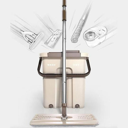 Hand Free Flat Mop and Bucket for Effortless Cleaning