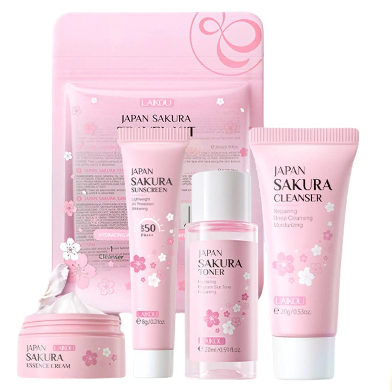 Sakura Travel Skincare Set for Teenage Girls 4 Piece Kit