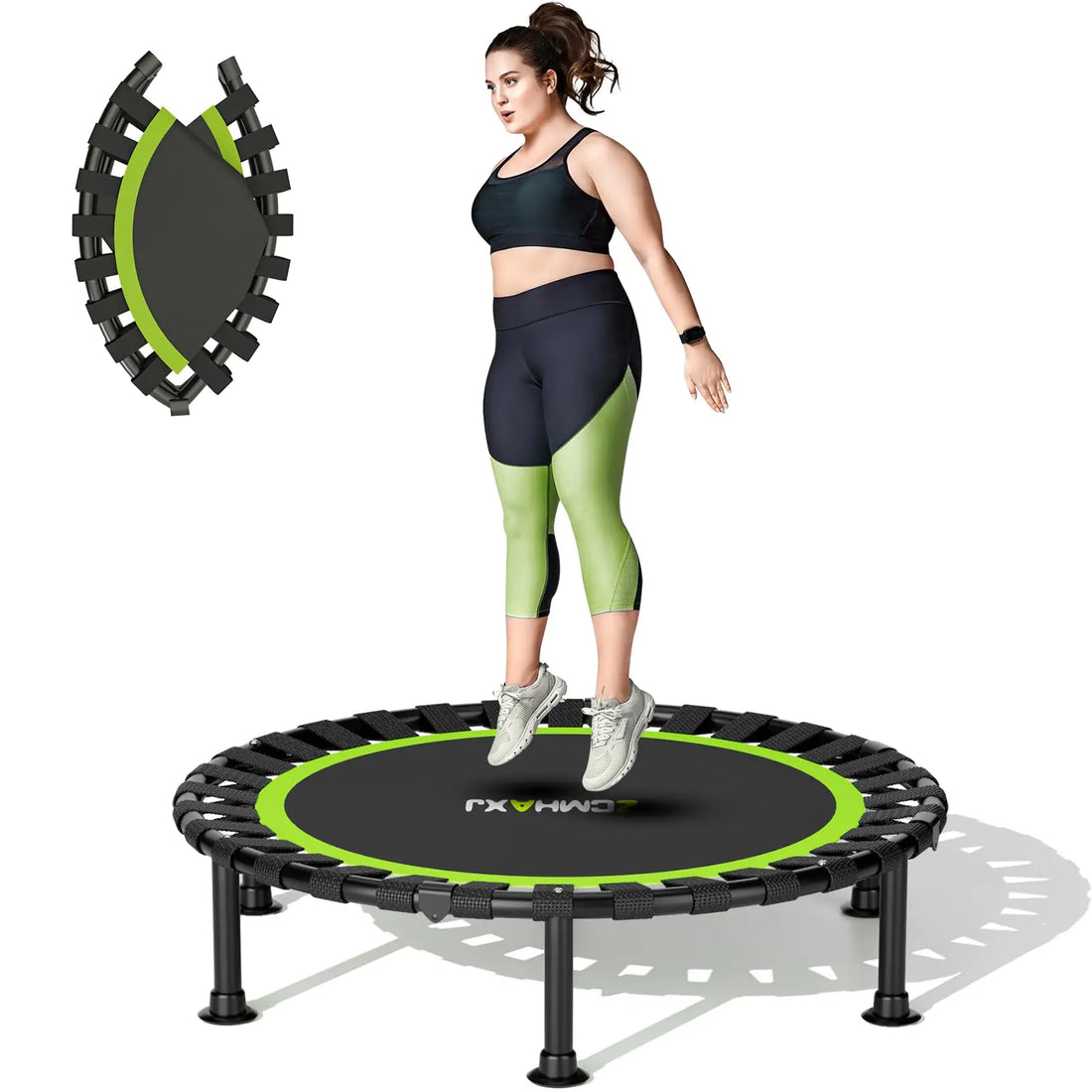 ZCMHAXJ Foldable Mini Trampoline 440lbs Indoor Fitness Rebounder