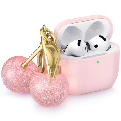 CAGOS for AirPods 4 Case with Cherry Keychain Soft Silicone Protective Case