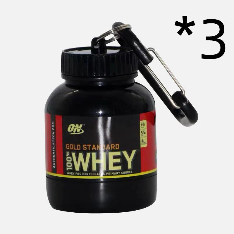 Portable Protein Powder &amp; Pill Organizer Keychain for Travel