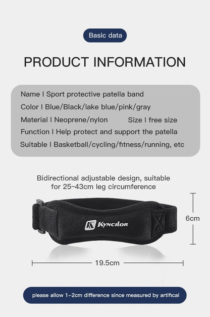 Adjustable 1 Piece Knee Patellar Tendon Support Sleeve