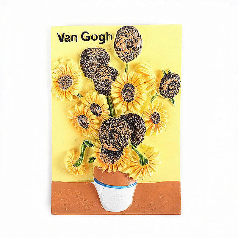 Mona Lisa refrigerator magnetic stickers van gogh Sunflower World famous paintings 3d fridge magnets home decoration collection