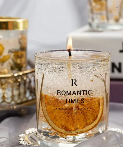 Luxury Jelly Wax Candles with Real Flowers and Gold Foil