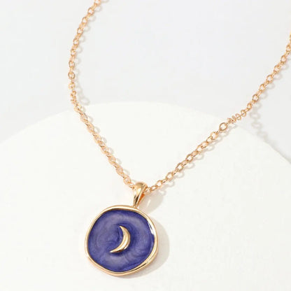 Astral Necklace Navy: Modern Elegance with Moon Symbol