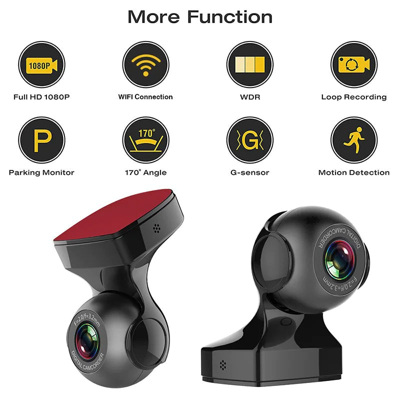 170° WiFi Dash Cam HD 1080P Vehicle G-Sensor Recorder