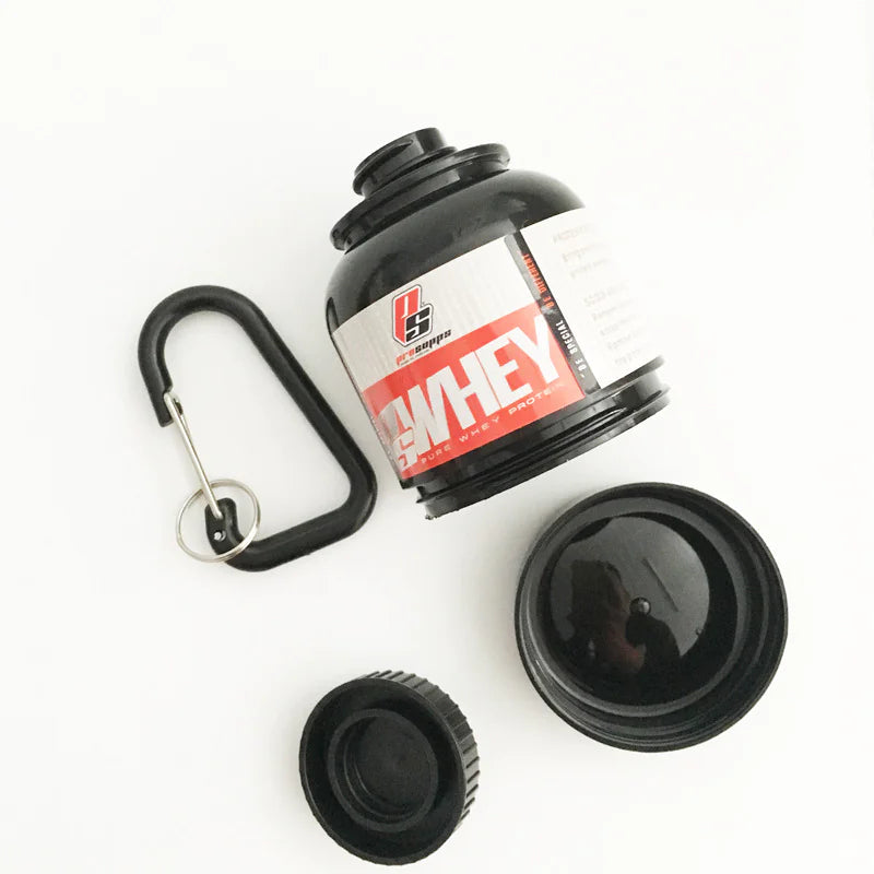 Portable Protein Powder &amp; Pill Organizer Keychain for Travel