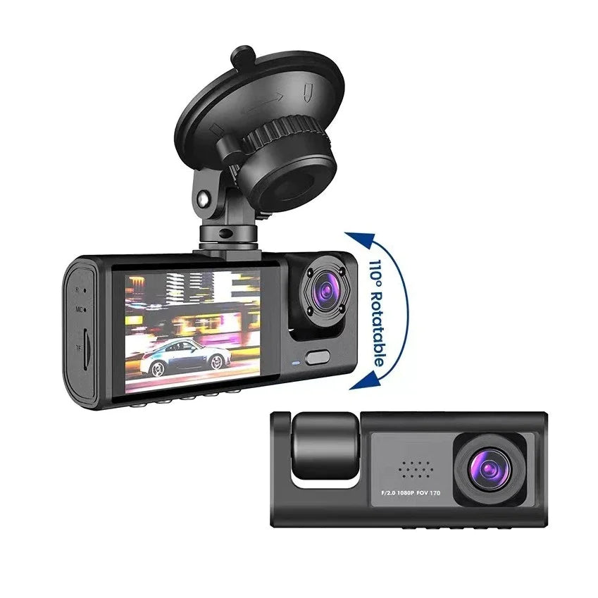 Car Dual Lens Dash Cam HD 1080P Front Rear Inside G-Sensor