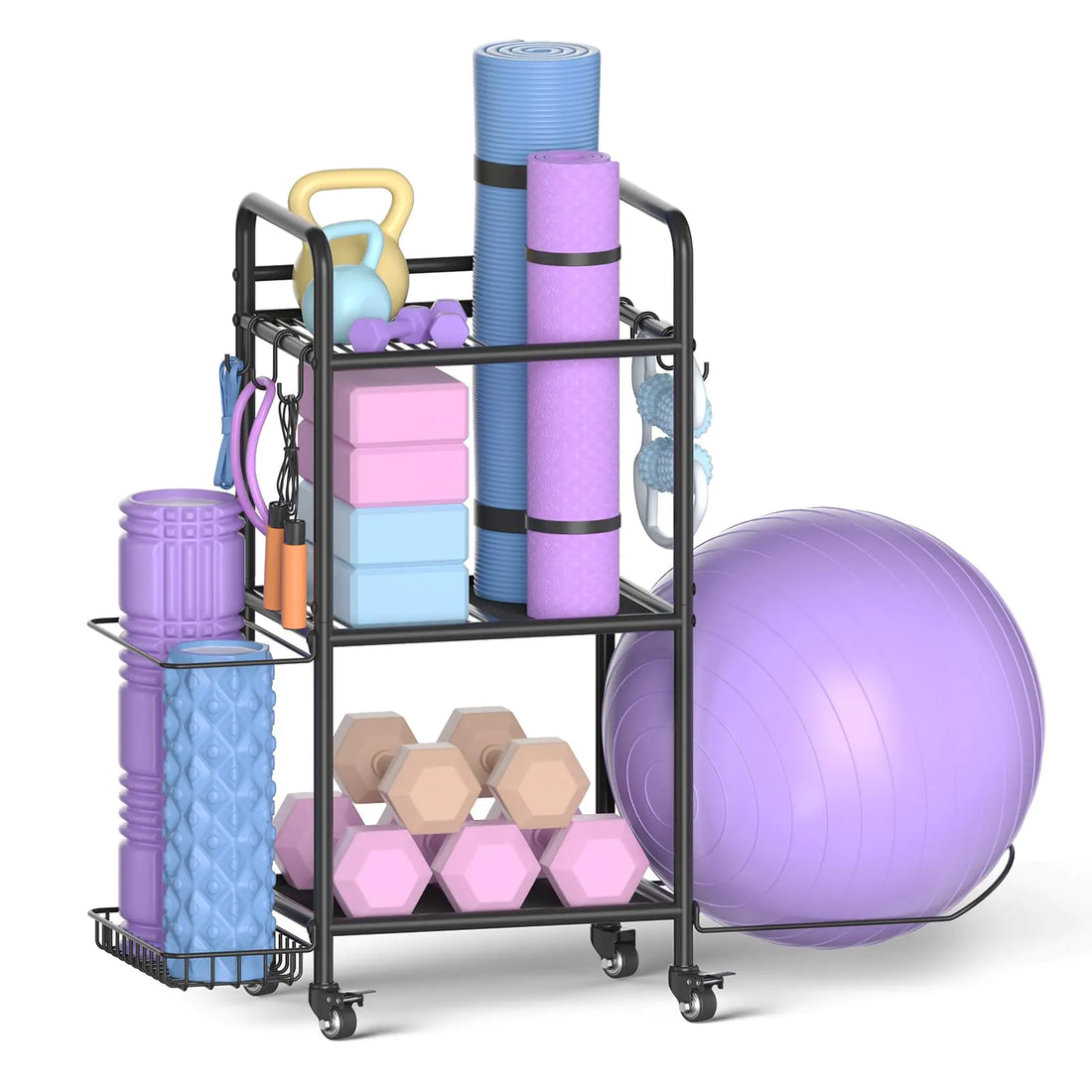 Home Gym Storage Rack Organizer for Yoga and Weights