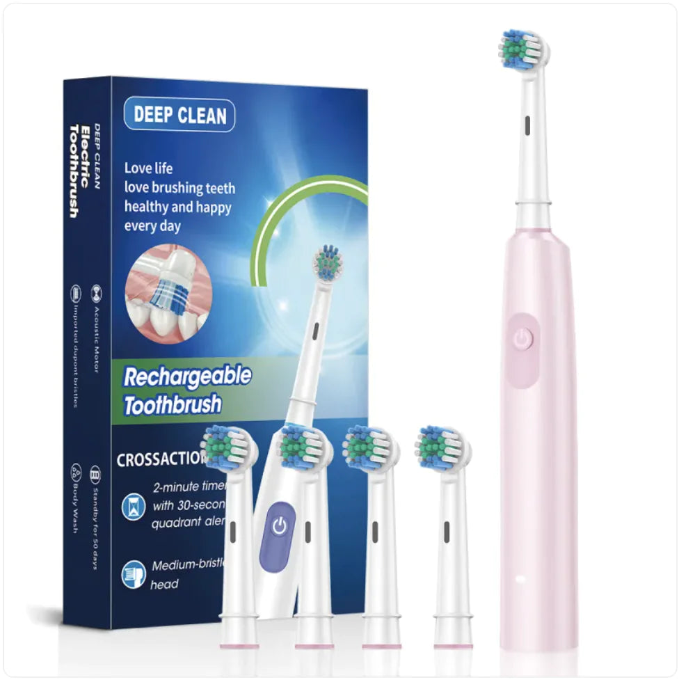 Rotating Round Head Electric Toothbrush with 5 Speeds